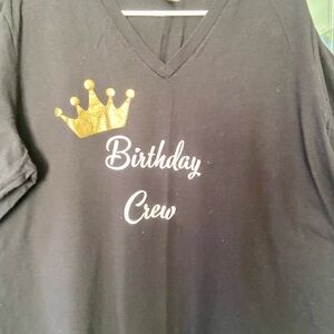 Abella Black and Gold Crown Birthday Crew Tee